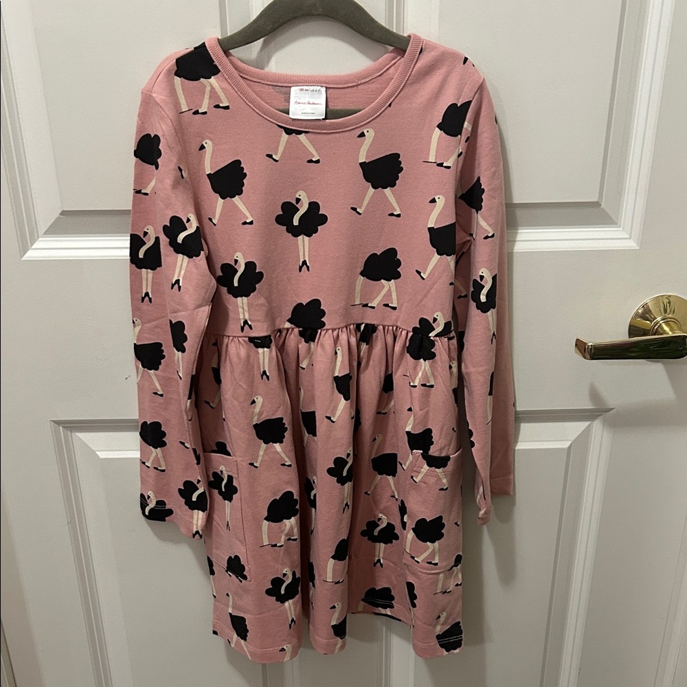 Pink Kids Dress with Ostrich Print Hannah Anderson 6-7